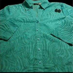 Chico's Button Up Aqua Animal Print Blouse Chico's 1 (M/8)